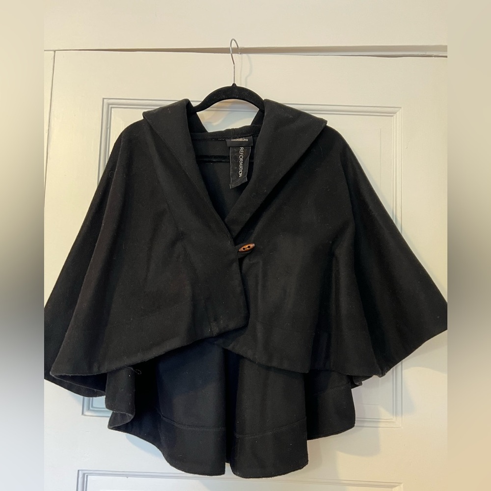 Reformation Black Wool Cape/Jacket